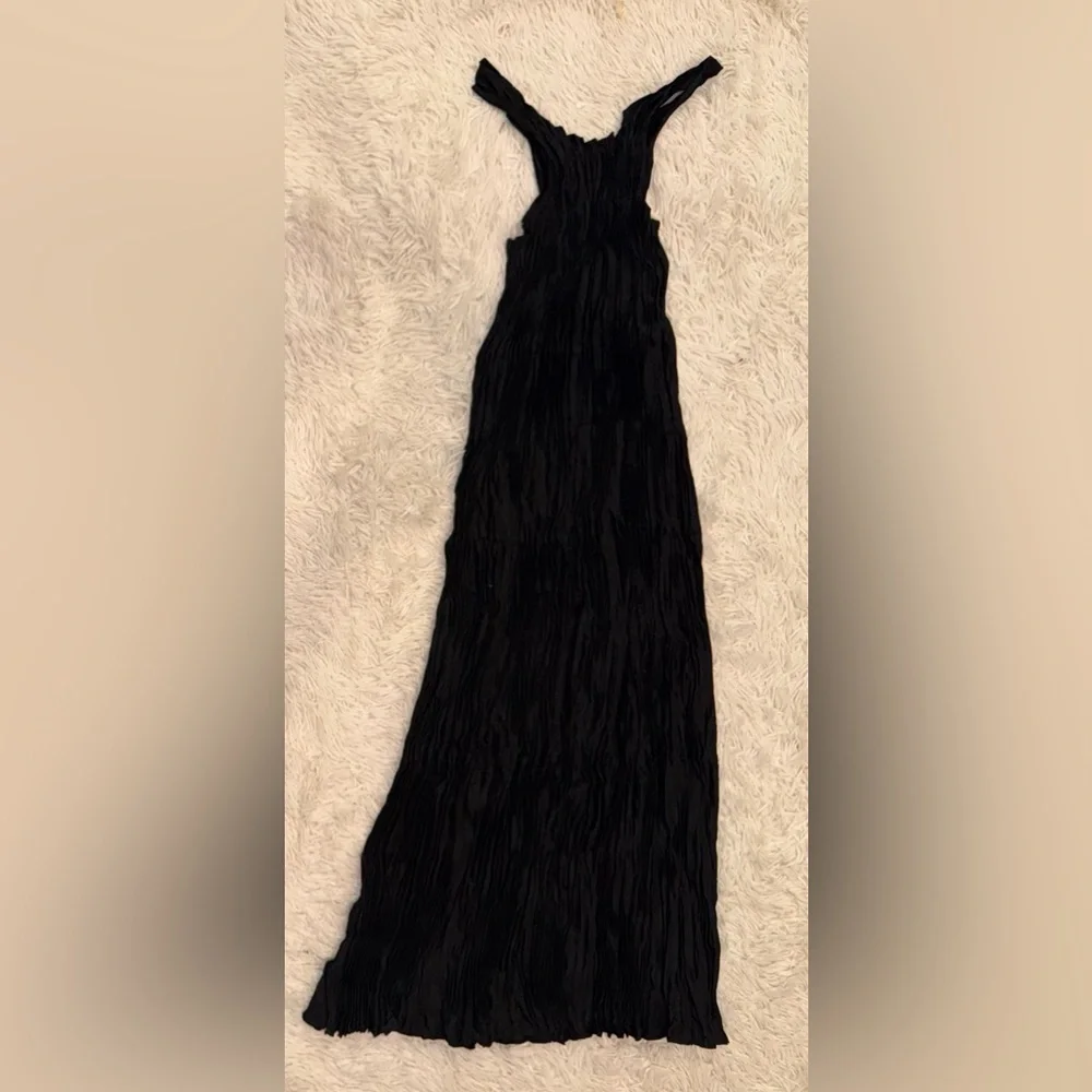 NWOT Eileen Fisher Crushed Silk Tiered Midi BLACK Dress Size XL Quiet Luxury_7
